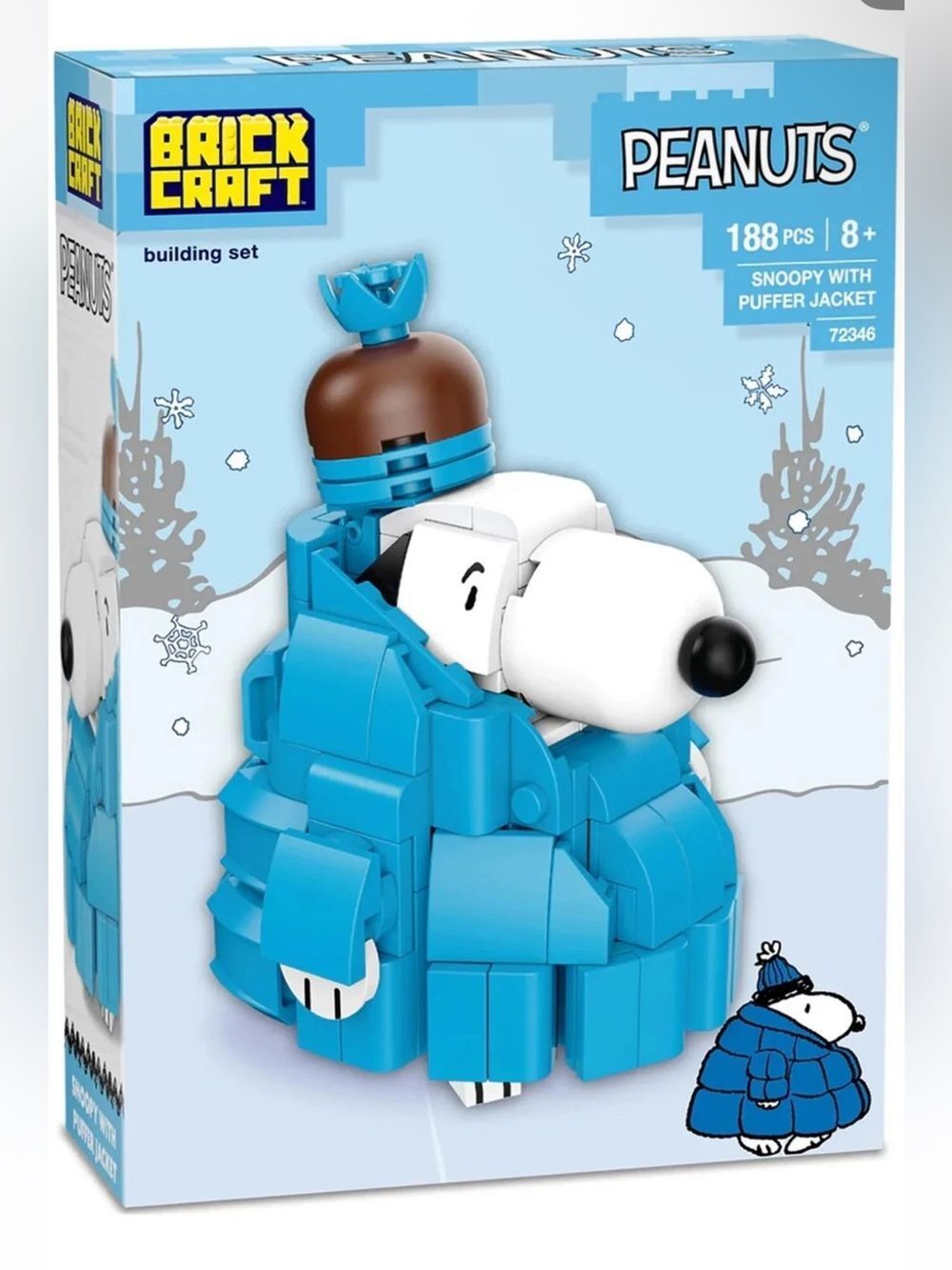 Peanuts Snoopy in Blue Puffer Jacket Brick Craft Building Set